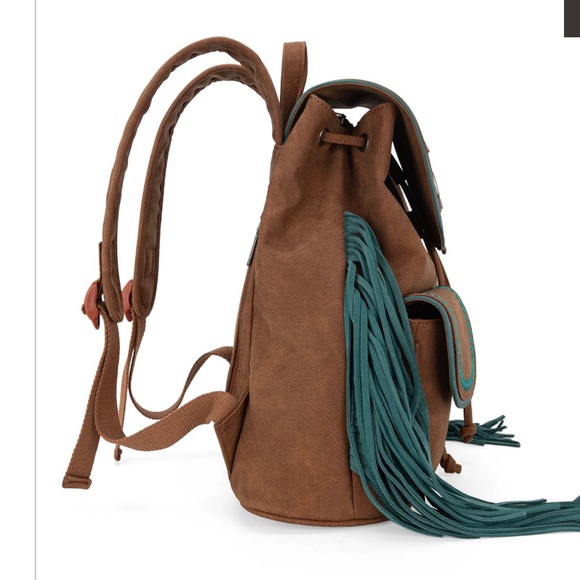 Montana West Dark Brown and Orange Backpack Set - Picture 3 of 3